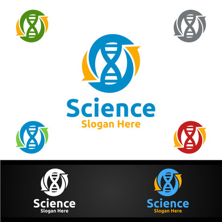 Science and Research Lab Logo for Microbiology, Biotechnology, Chemistry, or Education Design Conceptのイラスト素材