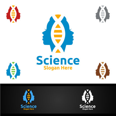 Human Science and Research Lab Logo for Microbiology, Biotechnology, Chemistry, or Education Design Conceptのイラスト素材