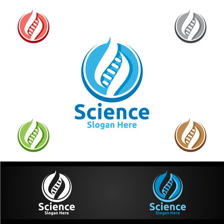 Science and Research Lab Logo for Microbiology, Biotechnology, Chemistry, or Education Design Conceptのイラスト素材