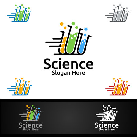Fast Science and Research Lab Logo for Microbiology, Biotechnology, Chemistry, or Education Design Conceptのイラスト素材