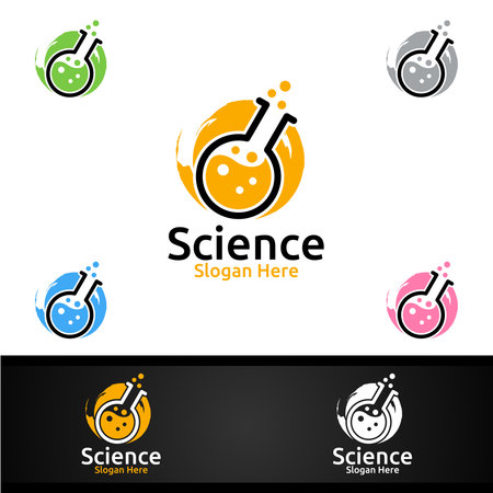 Science and Research Lab Logo for Microbiology, Biotechnology, Chemistry, or Education Design Conceptのイラスト素材