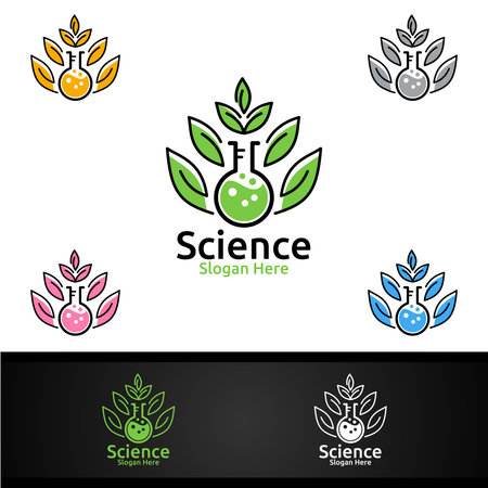 Organic Science and Research Lab Logo for Microbiology, Biotechnology, Chemistry, or Education Design Conceptのイラスト素材