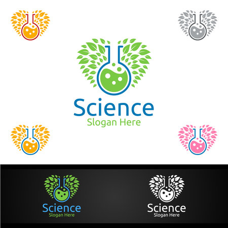 Love Science and Research Lab Logo for Microbiology, Biotechnology, Chemistry, or Education Design Conceptのイラスト素材