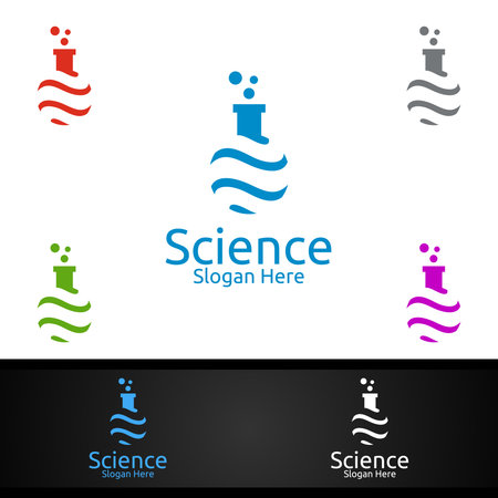 Liquid Science and Research Lab Logo for Microbiology, Biotechnology, Chemistry, or Education Design Conceptのイラスト素材