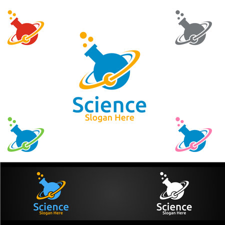 Science and Research Lab Logo for Microbiology, Biotechnology, Chemistry, or Education Design Conceptのイラスト素材