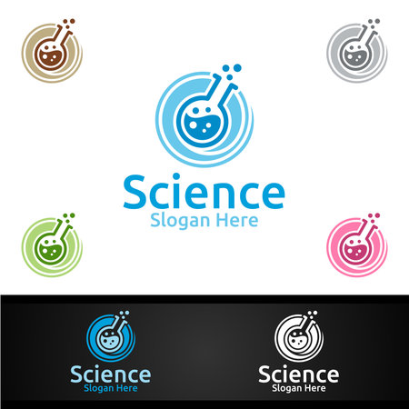 Science and Research Lab Logo for Microbiology, Biotechnology, Chemistry, or Education Design Conceptのイラスト素材