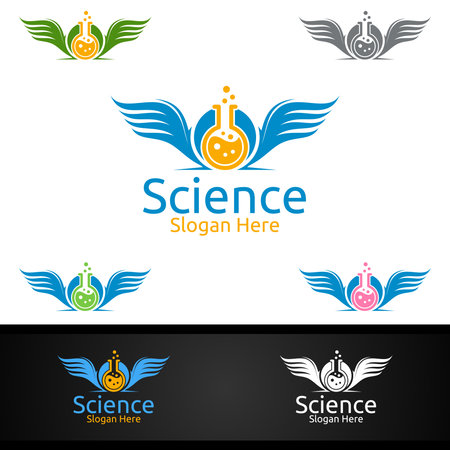 Fly Science and Research Lab Logo for Microbiology, Biotechnology, Chemistry, or Education Design Conceptのイラスト素材