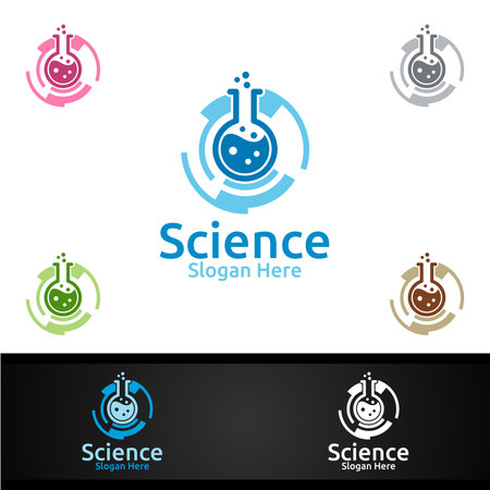 Science and Research Lab Logo for Microbiology, Biotechnology, Chemistry, or Education Design Conceptのイラスト素材