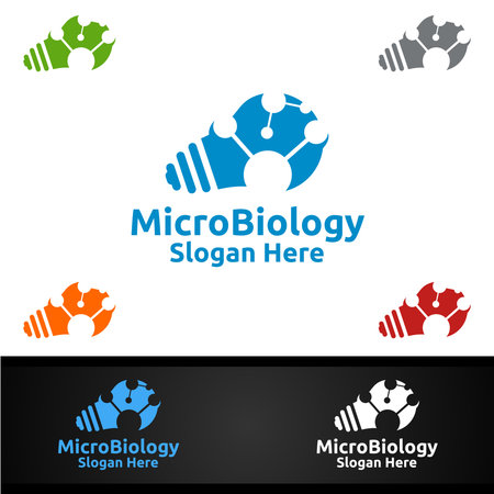 Micro Science and Research Lab Logo for Microbiology, Biotechnology, Chemistry, or Education Design Conceptのイラスト素材