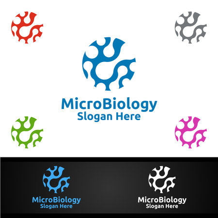 Micro Science and Research Lab Logo for Microbiology, Biotechnology, Chemistry, or Education Design Conceptのイラスト素材