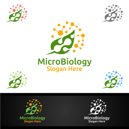 Micro Science and Research Lab Logo for Microbiology, Biotechnology, Chemistry, or Education Design Conceptのイラスト素材