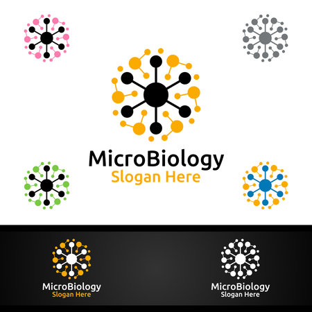 Micro Science and Research Lab Logo for Microbiology, Biotechnology, Chemistry, or Education Design Conceptのイラスト素材
