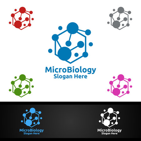 Micro Science and Research Lab Logo for Microbiology, Biotechnology, Chemistry, or Education Design Conceptのイラスト素材