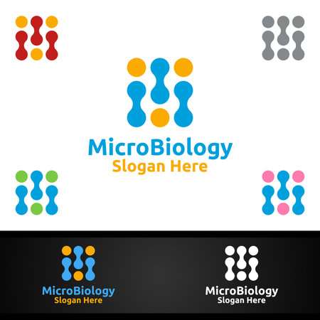 Micro Science and Research Lab Logo for Microbiology, Biotechnology, Chemistry, or Education Design Conceptのイラスト素材