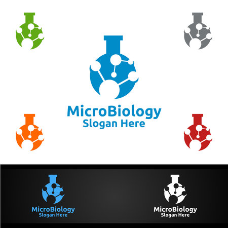 Micro Science and Research Lab Logo for Microbiology, Biotechnology, Chemistry, or Education Design Conceptのイラスト素材