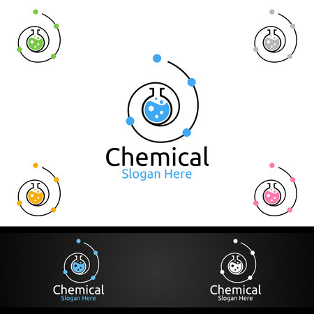 Chemical Science and Research Lab Logo for Microbiology, Biotechnology, Chemistry, or Education Design Conceptのイラスト素材