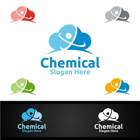 Cloud Chemical Science and Research Lab Logo for Microbiology, Biotechnology, Chemistry, or Education Design Conceptのイラスト素材