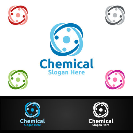 Chemical Science and Research Lab Logo for Microbiology, Biotechnology, Chemistry, or Education Design Conceptのイラスト素材