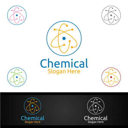Chemical Science and Research Lab Logo for Microbiology, Biotechnology, Chemistry, or Education Design Conceptのイラスト素材