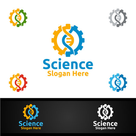 Chemical Science and Research Lab Logo for Microbiology, Biotechnology, Chemistry, or Education Design Conceptのイラスト素材