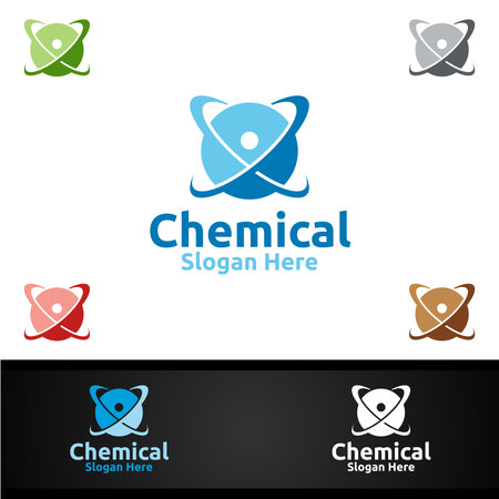Chemical Science and Research Lab Logo for Microbiology, Biotechnology, Chemistry, or Education Design Conceptのイラスト素材