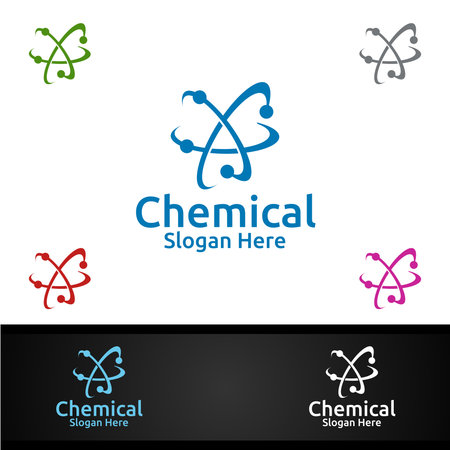 Chemical Science and Research Lab Logo for Microbiology, Biotechnology, Chemistry, or Education Design Conceptのイラスト素材