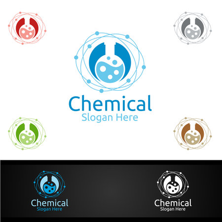 Chemical Science and Research Lab Logo for Microbiology, Biotechnology, Chemistry, or Education Design Conceptのイラスト素材