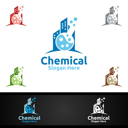 City Chemical Science and Research Lab Logo for Microbiology, Biotechnology, Chemistry, or Education Design Conceptのイラスト素材