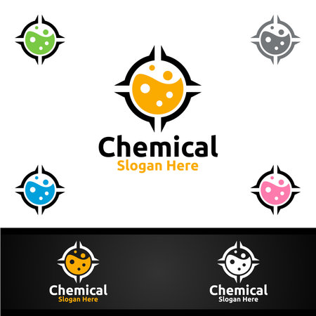 Target Chemical Science and Research Lab Logo for Microbiology, Biotechnology, Chemistry, or Education Design Conceptのイラスト素材