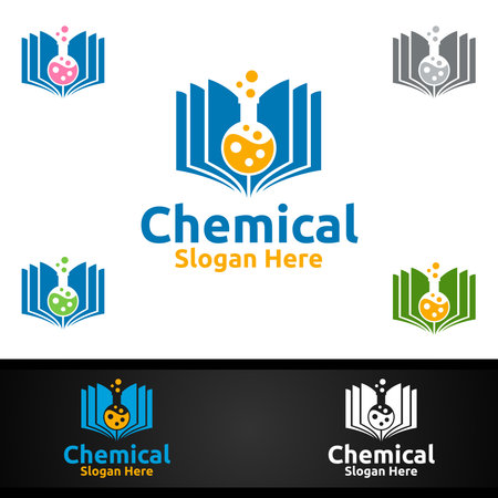 Book Chemical Science and Research Lab Logo for Microbiology, Biotechnology, Chemistry, or Education Design Conceptのイラスト素材