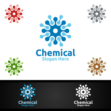 Chemical Science and Research Lab Logo for Microbiology, Biotechnology, Chemistry, or Education Design Conceptのイラスト素材
