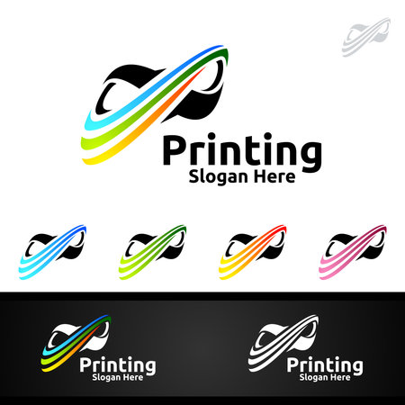 Infinity Printing Company Vector Logo Design for Media, Retail, Advertising, Newspaper or Book Conceptのイラスト素材