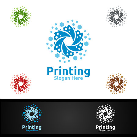 Digital Printing Company Vector Logo Design for Media, Retail, Advertising, Newspaper or Book Conceptのイラスト素材