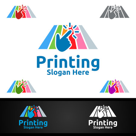 Click Printing Company Vector Logo Design for Media, Retail, Advertising, Newspaper or Book Conceptのイラスト素材