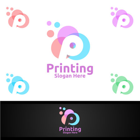 Bubble Printing Company Vector Logo Design for Media, Retail, Advertising, Newspaper or Book Conceptのイラスト素材