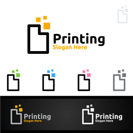 Paper Printing Company Vector Logo Design for Media, Retail, Advertising, Newspaper or Book Conceptのイラスト素材