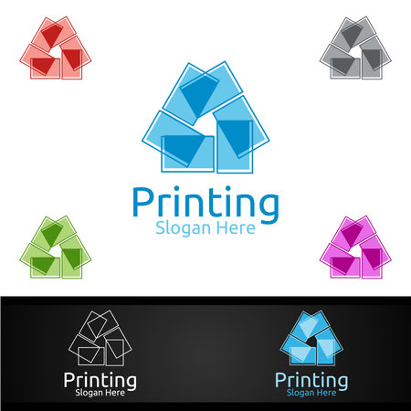 Paper Printing Company Vector Logo Design for Media, Retail, Advertising, Newspaper or Book Conceptのイラスト素材