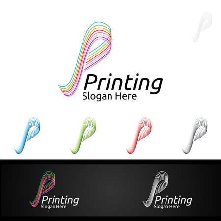 Letter P Printing Company Vector Logo Design for Media, Retail, Advertising, Newspaper or Book Conceptのイラスト素材