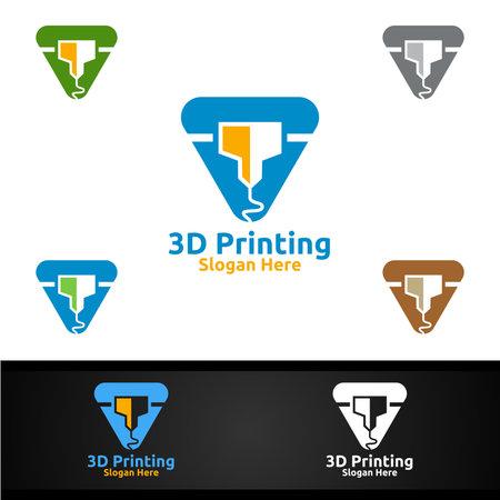 3D Printing Company Vector Logo Design for Media, Retail, Advertising, Newspaper or Book Conceptのイラスト素材
