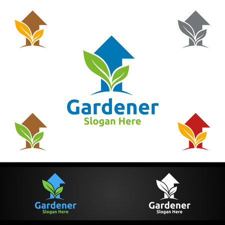 Nutrition Gardener Logo with Green Garden Environment or Botanical Agriculture Designのイラスト素材