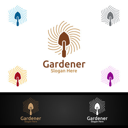 Gardener Care Logo with Green Garden Environment or Botanical Agricultureのイラスト素材