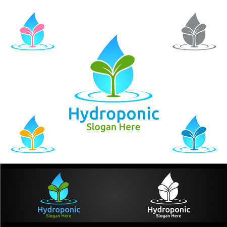 Water Hydroponic Gardener  with Green Garden Environment or Botanical Agriculture Vector Design Illustrationのイラスト素材