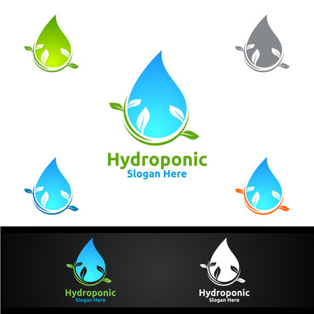 Water Hydroponic Gardener   with Green Garden Environment or Botanical Agriculture Vector Design Illustrationのイラスト素材