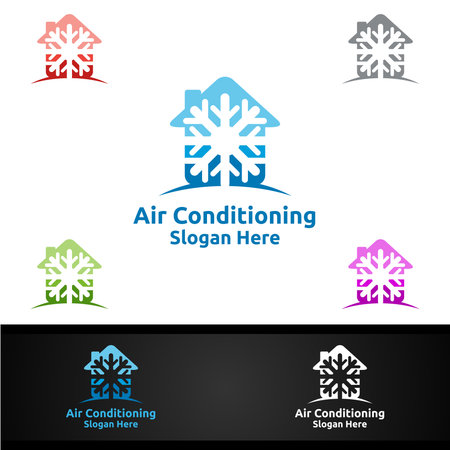 House Snow Air Conditioning and Heating Services Logo Designのイラスト素材