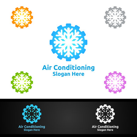 Fix Snow Air Conditioning and Heating Services Logo Designのイラスト素材