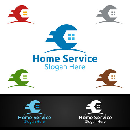Real Estate and Fix Home Repair Services Logo Designのイラスト素材
