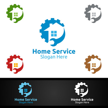 Real Estate and Fix Home Repair Services Logo Designのイラスト素材