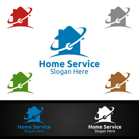 Real Estate and Fix Home Repair Services Logo Designのイラスト素材