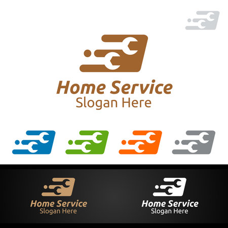 Fast Real Estate and Fix Home Repair Services Logo Designのイラスト素材