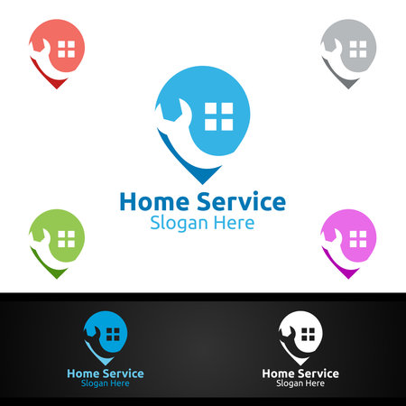 Pin Real Estate and Fix Home Repair Services Logo Designのイラスト素材
